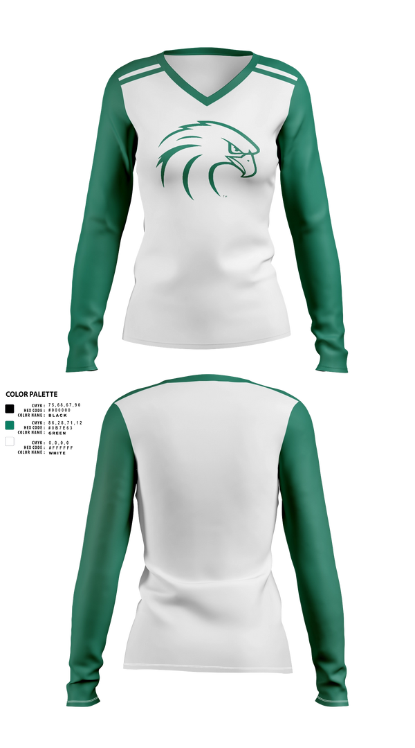 Womens Long Sleeve Vneck Shirt, NSU Riverhawks Football, , Teamtime, Team time, sublimation, custom sports apparel, team uniforms, spirit wear, spiritwear, sports uniforms, custom shirts, team store, custom team store, fundraiser sports, apparel fundraiser