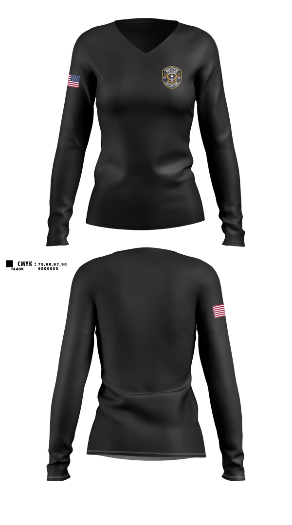 Womens Long Sleeve Vneck Shirt, West Side regional police department, Police, Teamtime, Team time, sublimation, custom sports apparel, team uniforms, spirit wear, spiritwear, sports uniforms, custom shirts, team store, custom team store, fundraiser sports, apparel fundraiser