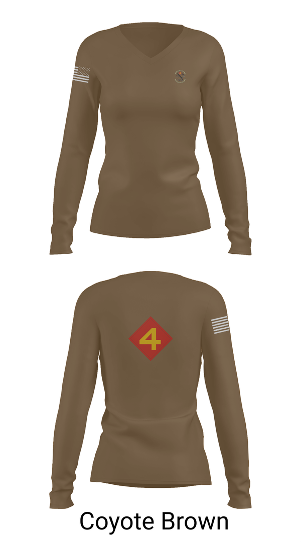 Womens Long Sleeve Vneck Shirt, 14th Marine regiment 4th Marine corps division, , Teamtime, Team time, sublimation, custom sports apparel, team uniforms, spirit wear, spiritwear, sports uniforms, custom shirts, team store, custom team store, fundraiser sports, apparel fundraiser
