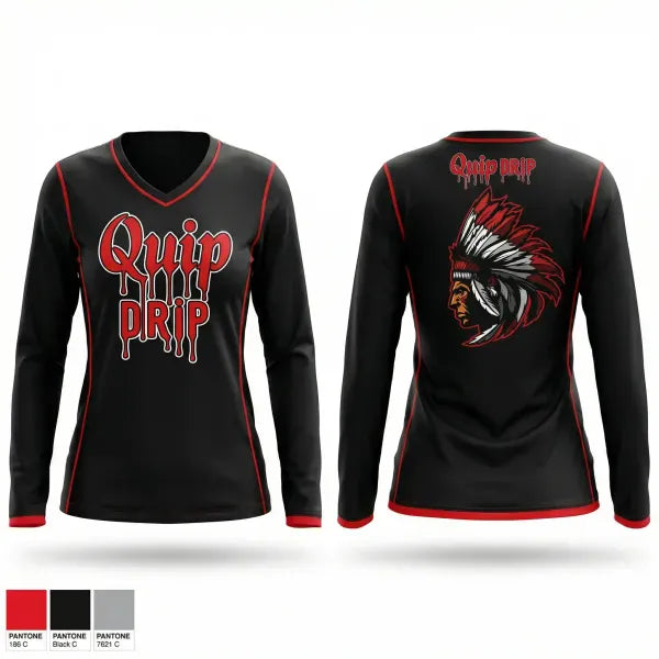 Womens Long Sleeve Vneck Shirt, Aliquippa Quips, , Teamtime, Team time, sublimation, custom sports apparel, team uniforms, spirit wear, spiritwear, sports uniforms, custom shirts, team store, custom team store, fundraiser sports, apparel fundraiser