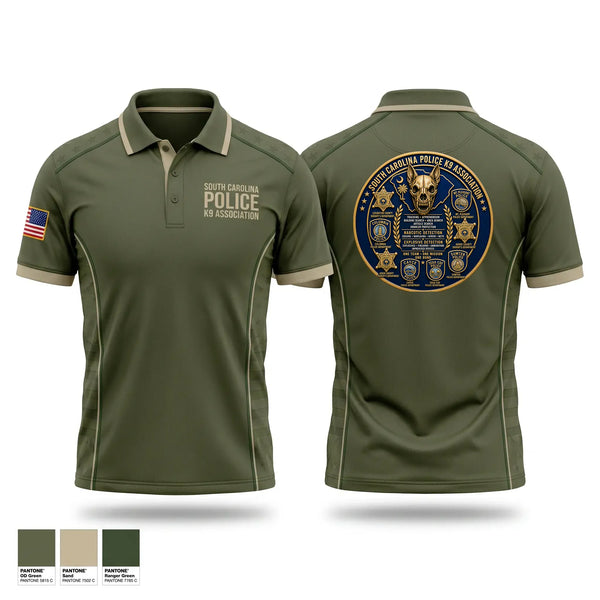 Short Sleeve Performance Polo, South Carolina Police K9 Association, Police, Teamtime, Team time, sublimation, custom sports apparel, team uniforms, spirit wear, spiritwear, sports uniforms, custom shirts, team store, custom team store, fundraiser sports, apparel fundraiser