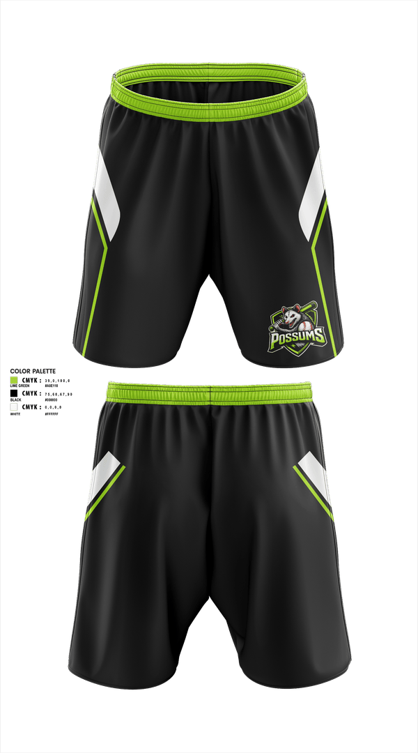 Athletic Shorts With Pockets, Possums, Baseball, Teamtime, Team time, sublimation, custom sports apparel, team uniforms, spirit wear, spiritwear, sports uniforms, custom shirts, team store, custom team store, fundraiser sports, apparel fundraiser