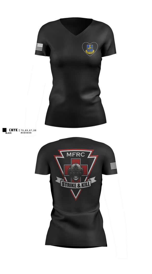 Womens Short Sleeve Vneck Shirt, 2-502 MFRC MED, Army, Teamtime, Team time, sublimation, custom sports apparel, team uniforms, spirit wear, spiritwear, sports uniforms, custom shirts, team store, custom team store, fundraiser sports, apparel fundraiser