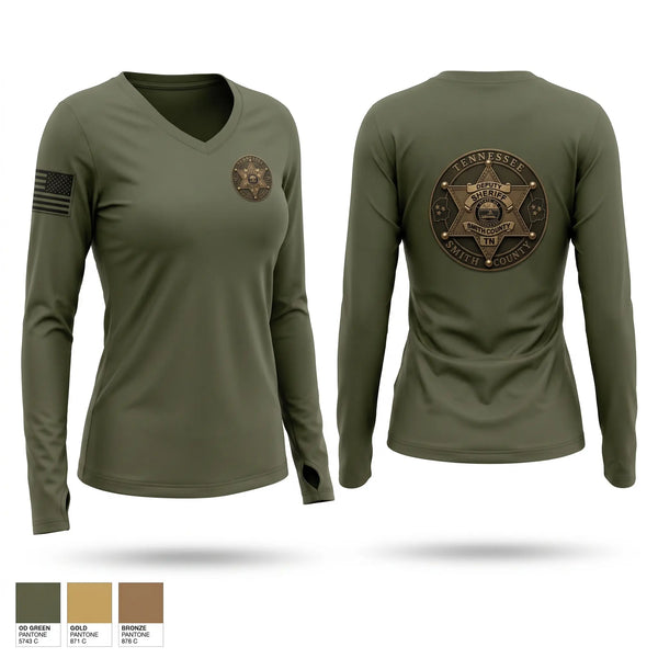 Womens Long Sleeve Vneck Shirt, Smith county sheriff office, Police, Teamtime, Team time, sublimation, custom sports apparel, team uniforms, spirit wear, spiritwear, sports uniforms, custom shirts, team store, custom team store, fundraiser sports, apparel fundraiser