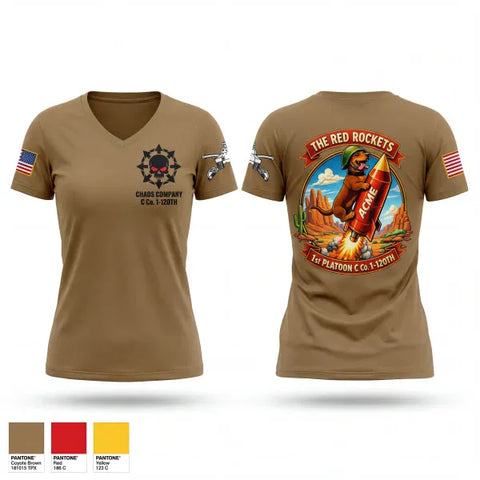 Womens Short Sleeve Vneck Shirt, C. Co. HQ PLT, Army, Teamtime, Team time, sublimation, custom sports apparel, team uniforms, spirit wear, spiritwear, sports uniforms, custom shirts, team store, custom team store, fundraiser sports, apparel fundraiser