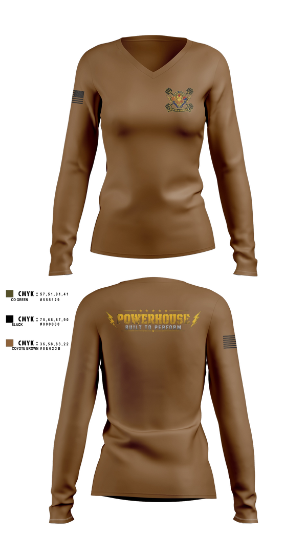 Womens Long Sleeve Vneck Shirt, 59th ORD BDE, Army, Teamtime, Team time, sublimation, custom sports apparel, team uniforms, spirit wear, spiritwear, sports uniforms, custom shirts, team store, custom team store, fundraiser sports, apparel fundraiser