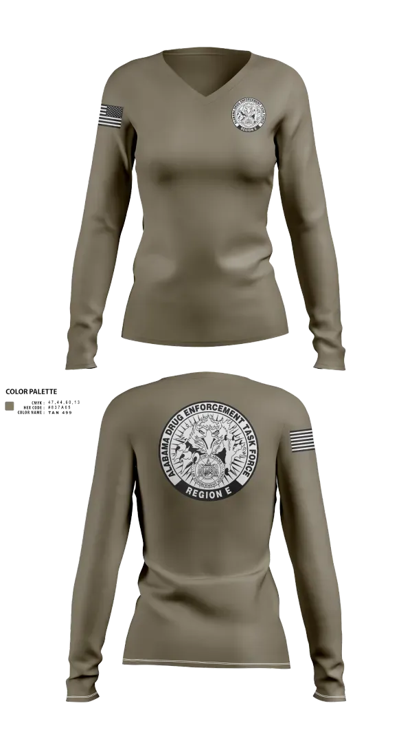 Womens Long Sleeve Vneck Shirt, Alabama Drug Enforcement Task Force, Police, Teamtime, Team time, sublimation, custom sports apparel, team uniforms, spirit wear, spiritwear, sports uniforms, custom shirts, team store, custom team store, fundraiser sports, apparel fundraiser