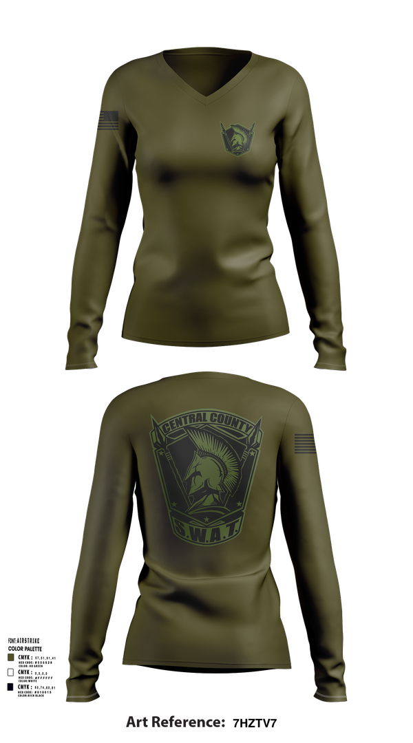 Womens Long Sleeve Vneck Shirt, Central County SWAT, , Teamtime, Team time, sublimation, custom sports apparel, team uniforms, spirit wear, spiritwear, sports uniforms, custom shirts, team store, custom team store, fundraiser sports, apparel fundraiser