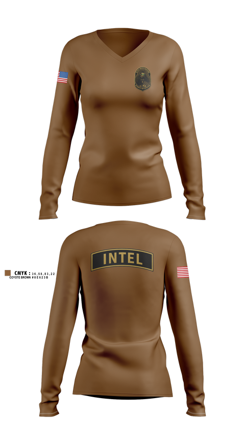 Womens Long Sleeve Vneck Shirt, 18 Security Forces Squadron, Air Force, Teamtime, Team time, sublimation, custom sports apparel, team uniforms, spirit wear, spiritwear, sports uniforms, custom shirts, team store, custom team store, fundraiser sports, apparel fundraiser