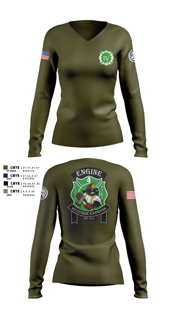 Womens Long Sleeve Vneck Shirt, 179 HHC Medics, National Guard, Teamtime, Team time, sublimation, custom sports apparel, team uniforms, spirit wear, spiritwear, sports uniforms, custom shirts, team store, custom team store, fundraiser sports, apparel fundraiser