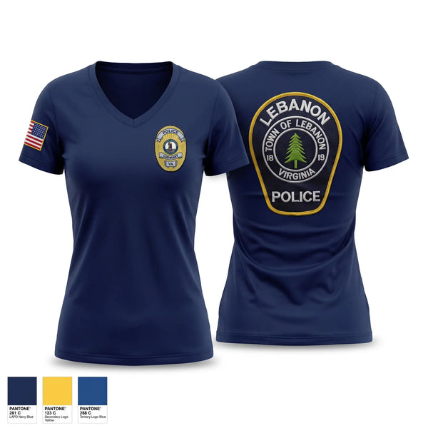 Womens Short Sleeve Vneck Shirt, Lebanon Police Department, Police, Teamtime, Team time, sublimation, custom sports apparel, team uniforms, spirit wear, spiritwear, sports uniforms, custom shirts, team store, custom team store, fundraiser sports, apparel fundraiser