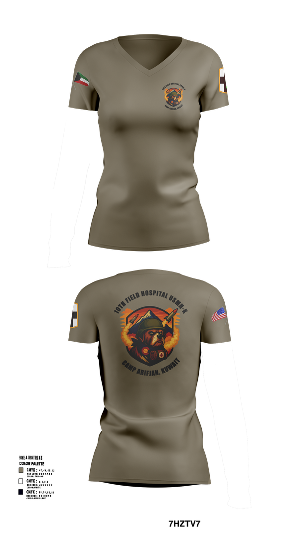 Womens Short Sleeve Vneck Shirt, 10th Field Hospital (FWD), , Teamtime, Team time, sublimation, custom sports apparel, team uniforms, spirit wear, spiritwear, sports uniforms, custom shirts, team store, custom team store, fundraiser sports, apparel fundraiser