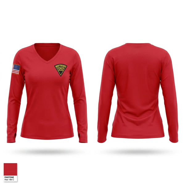 Womens Long Sleeve Vneck Shirt, West Virginia State Police, Police, Teamtime, Team time, sublimation, custom sports apparel, team uniforms, spirit wear, spiritwear, sports uniforms, custom shirts, team store, custom team store, fundraiser sports, apparel fundraiser
