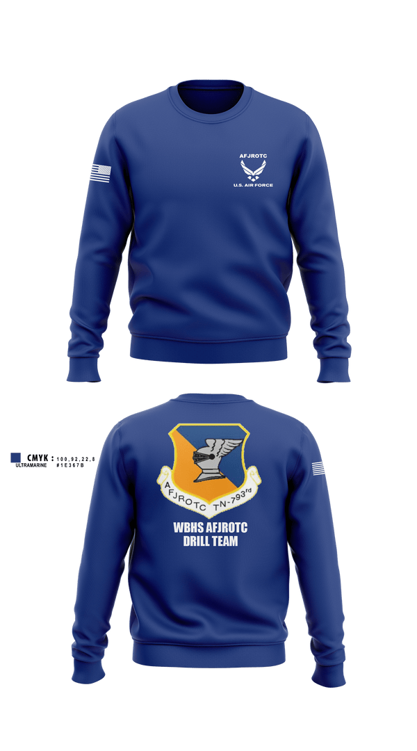 Crew Neck Sweatshirt, WBHS AFJROTC, Air Force, Teamtime, Team time, sublimation, custom sports apparel, team uniforms, spirit wear, spiritwear, sports uniforms, custom shirts, team store, custom team store, fundraiser sports, apparel fundraiser