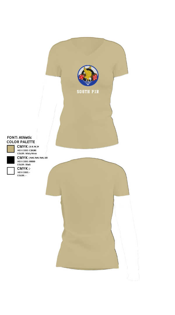 Women's Short Sleeve Vneck Shirt, 506th PIR, Army, Teamtime, Team time, sublimation, custom sports apparel, team uniforms, spirit wear, spiritwear, sports uniforms, custom shirts, team store, custom team store, fundraiser sports, apparel fundraiser