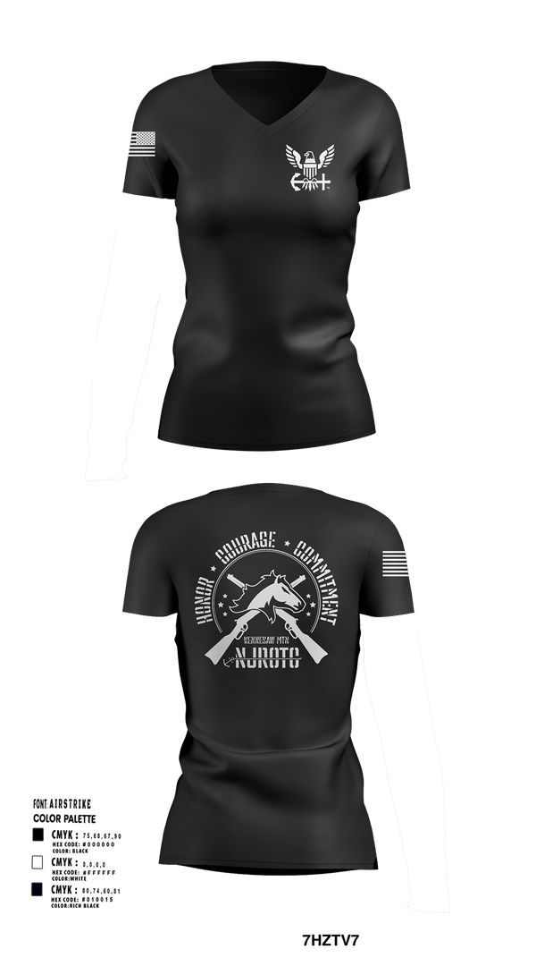 Womens Short Sleeve Vneck Shirt, Kennesaw Mountain NJROTC, Navy, Teamtime, Team time, sublimation, custom sports apparel, team uniforms, spirit wear, spiritwear, sports uniforms, custom shirts, team store, custom team store, fundraiser sports, apparel fundraiser