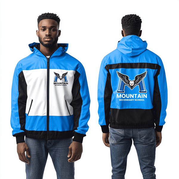 Windbreaker, R.E. Mountain Secondary School, Spirit Store, Teamtime, Team time, sublimation, custom sports apparel, team uniforms, spirit wear, spiritwear, sports uniforms, custom shirts, team store, custom team store, fundraiser sports, apparel fundraiser