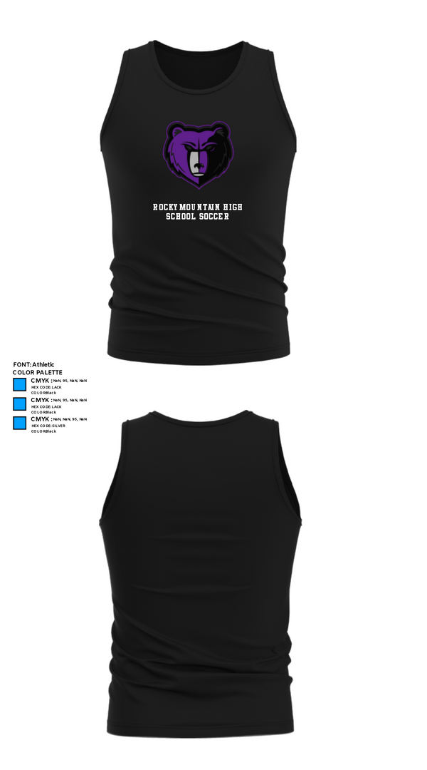 Tank Top, Rocky Mountain High School Soccer, Men's Soccer, Teamtime, Team time, sublimation, custom sports apparel, team uniforms, spirit wear, spiritwear, sports uniforms, custom shirts, team store, custom team store, fundraiser sports, apparel fundraiser