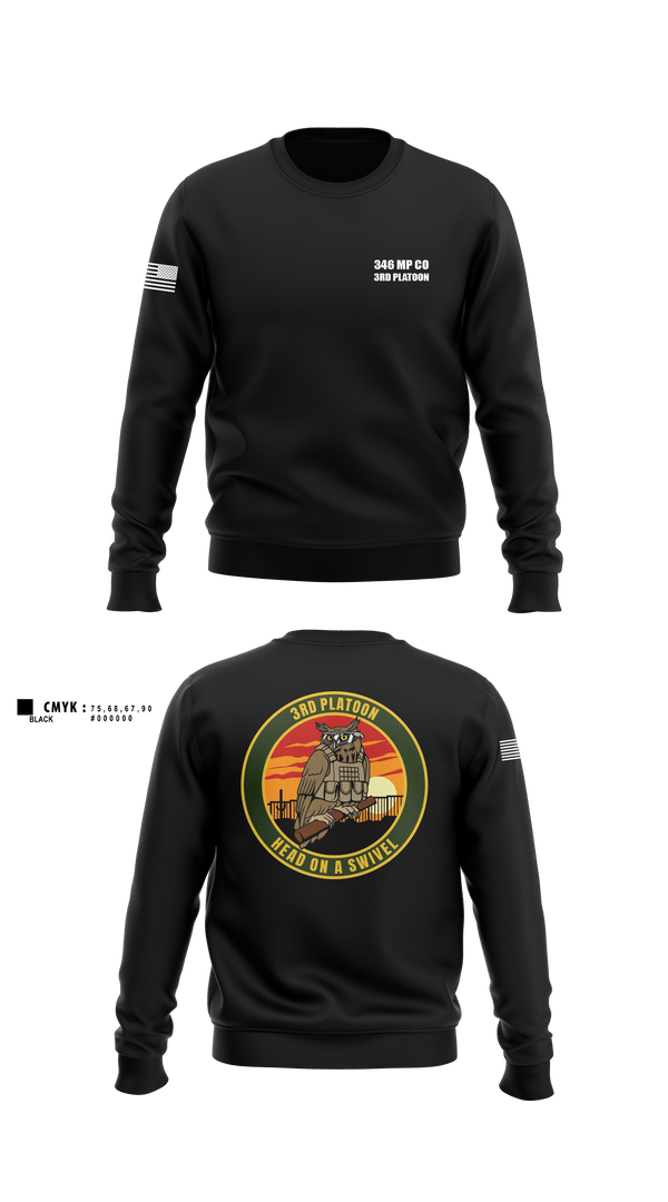 Crew Neck Sweatshirt, 346 MP CO 3rd Platoon, Army, Teamtime, Team time, sublimation, custom sports apparel, team uniforms, spirit wear, spiritwear, sports uniforms, custom shirts, team store, custom team store, fundraiser sports, apparel fundraiser