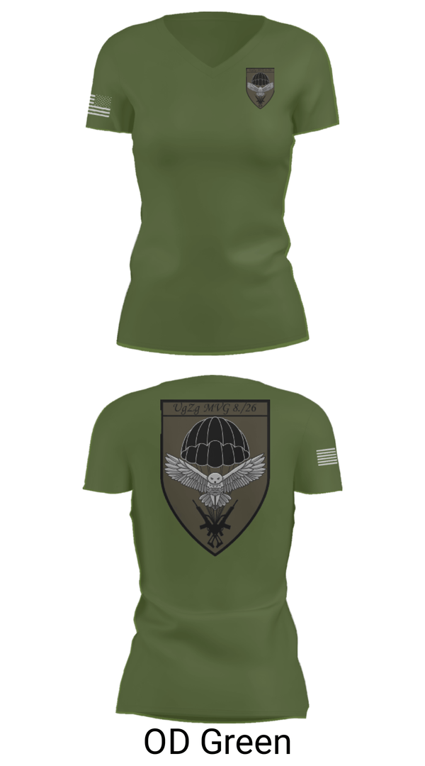 Womens Short Sleeve Vneck Shirt, 8.FschJgRgt 26, Army, Teamtime, Team time, sublimation, custom sports apparel, team uniforms, spirit wear, spiritwear, sports uniforms, custom shirts, team store, custom team store, fundraiser sports, apparel fundraiser