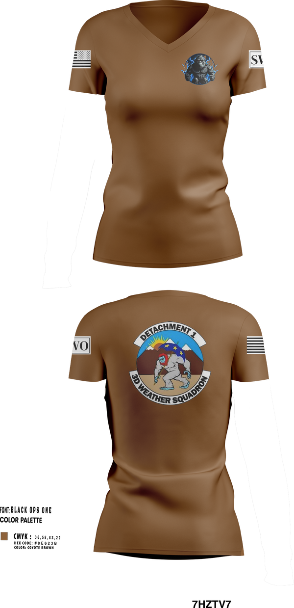 Womens Short Sleeve Vneck Shirt, Detachment 1, 3rd Combat wx Sqd, Air Force, Teamtime, Team time, sublimation, custom sports apparel, team uniforms, spirit wear, spiritwear, sports uniforms, custom shirts, team store, custom team store, fundraiser sports, apparel fundraiser
