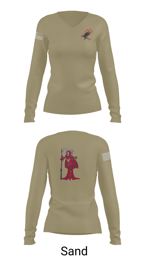Womens Long Sleeve Vneck Shirt, A Co. 152 BEB, Army, Teamtime, Team time, sublimation, custom sports apparel, team uniforms, spirit wear, spiritwear, sports uniforms, custom shirts, team store, custom team store, fundraiser sports, apparel fundraiser