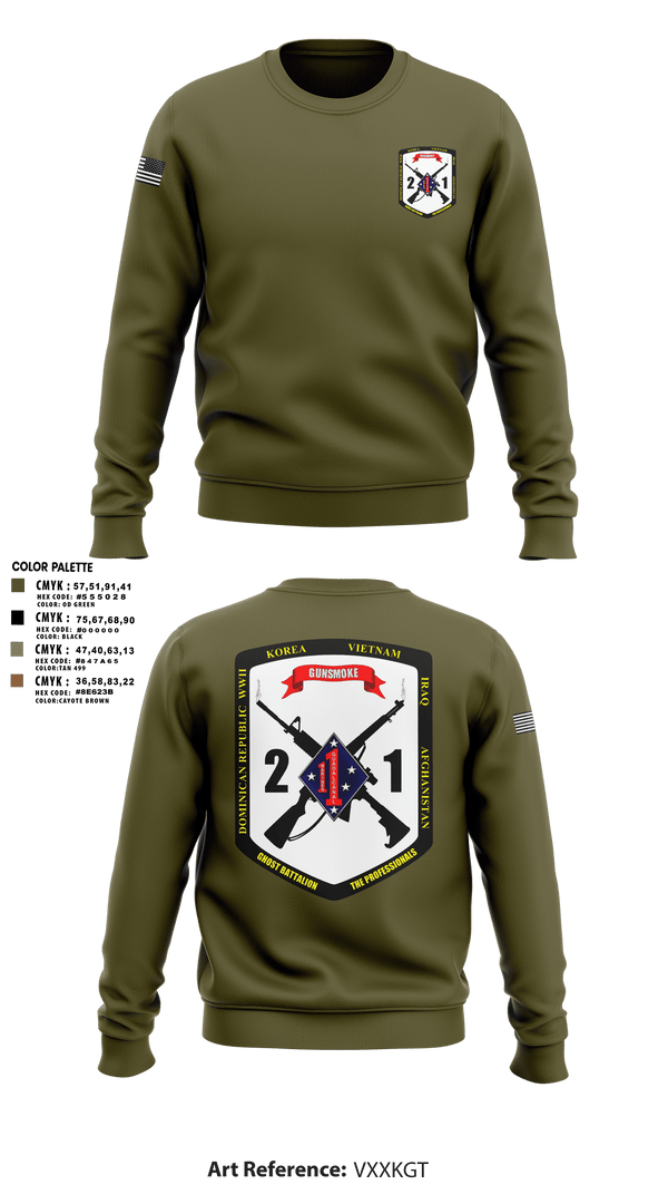 Crew Neck Sweatshirt, 2nd Battalion, 1st Marine Regiment, Marines, Teamtime, Team time, sublimation, custom sports apparel, team uniforms, spirit wear, spiritwear, sports uniforms, custom shirts, team store, custom team store, fundraiser sports, apparel fundraiser