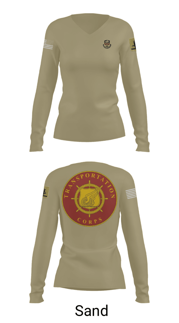 Women's Long Sleeve Vneck Shirt, 189th Transportation Company, , Teamtime, Team time, sublimation, custom sports apparel, team uniforms, spirit wear, spiritwear, sports uniforms, custom shirts, team store, custom team store, fundraiser sports, apparel fundraiser