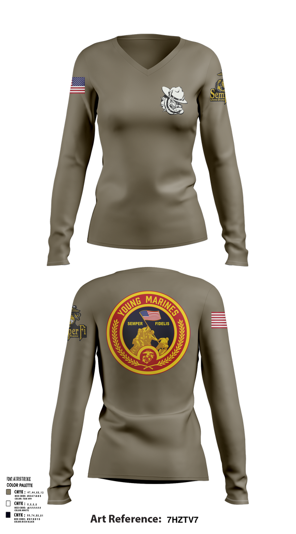 Womens Long Sleeve Vneck Shirt, Rogue Valley, Marines, Teamtime, Team time, sublimation, custom sports apparel, team uniforms, spirit wear, spiritwear, sports uniforms, custom shirts, team store, custom team store, fundraiser sports, apparel fundraiser