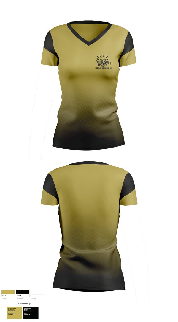 Womens Short Sleeve Vneck Shirt, Buchholz High School Golf, Golf, Teamtime, Team time, sublimation, custom sports apparel, team uniforms, spirit wear, spiritwear, sports uniforms, custom shirts, team store, custom team store, fundraiser sports, apparel fundraiser