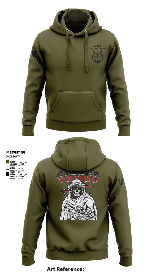 Hoodie, 3/2CR Killer Troop, Army, Teamtime, Team time, sublimation, custom sports apparel, team uniforms, spirit wear, spiritwear, sports uniforms, custom shirts, team store, custom team store, fundraiser sports, apparel fundraiser