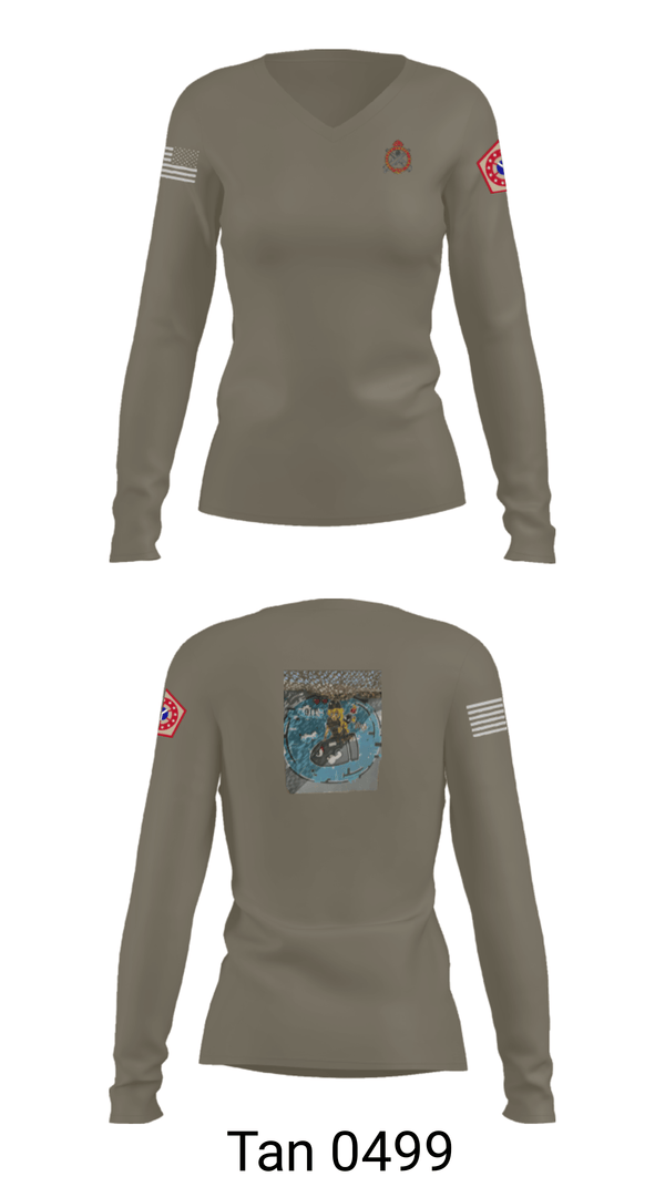 Women's Long Sleeve Vneck Shirt, 34th DSB, Army, Teamtime, Team time, sublimation, custom sports apparel, team uniforms, spirit wear, spiritwear, sports uniforms, custom shirts, team store, custom team store, fundraiser sports, apparel fundraiser