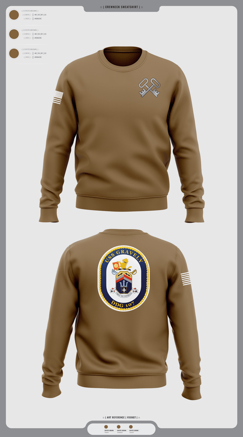 Crew Neck Sweatshirt, USS GRAVELY, Navy, Teamtime, Team time, sublimation, custom sports apparel, team uniforms, spirit wear, spiritwear, sports uniforms, custom shirts, team store, custom team store, fundraiser sports, apparel fundraiser