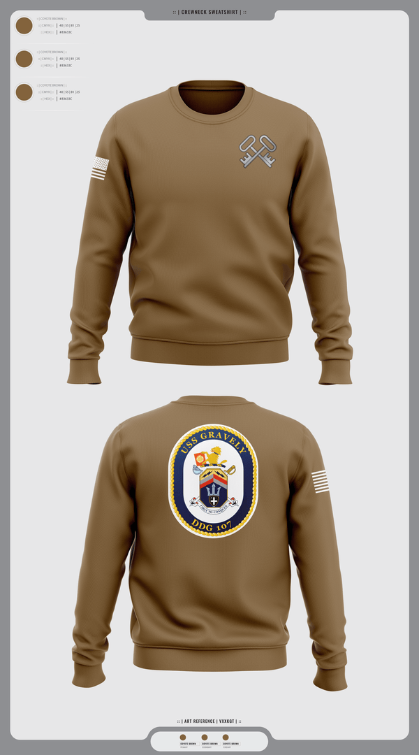 Crew Neck Sweatshirt, USS GRAVELY, Navy, Teamtime, Team time, sublimation, custom sports apparel, team uniforms, spirit wear, spiritwear, sports uniforms, custom shirts, team store, custom team store, fundraiser sports, apparel fundraiser
