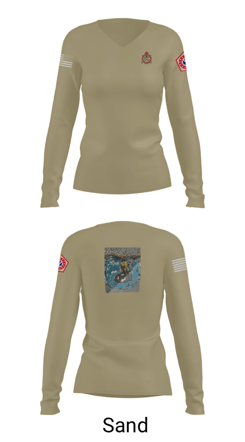 Women's Long Sleeve Vneck Shirt, 34th DSB, Army, Teamtime, Team time, sublimation, custom sports apparel, team uniforms, spirit wear, spiritwear, sports uniforms, custom shirts, team store, custom team store, fundraiser sports, apparel fundraiser