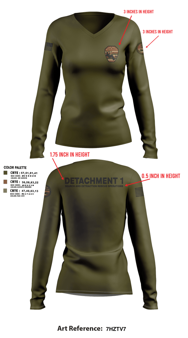 Womens Long Sleeve Vneck Shirt, Detachment 1, Air Force, Teamtime, Team time, sublimation, custom sports apparel, team uniforms, spirit wear, spiritwear, sports uniforms, custom shirts, team store, custom team store, fundraiser sports, apparel fundraiser