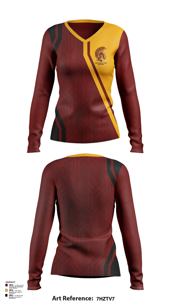 Womens Long Sleeve Vneck Shirt, Stanton County Junior High School, Spirit Store, Teamtime, Team time, sublimation, custom sports apparel, team uniforms, spirit wear, spiritwear, sports uniforms, custom shirts, team store, custom team store, fundraiser sports, apparel fundraiser
