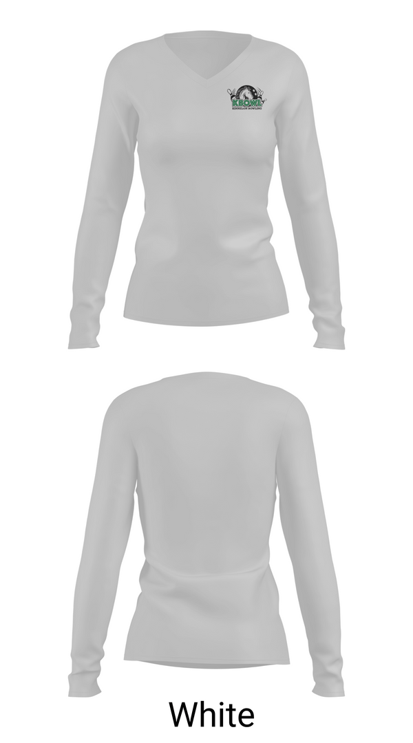 Womens Long Sleeve Vneck Shirt 1, Kinnelon High School Bowling, Bowling, Teamtime, Team time, sublimation, custom sports apparel, team uniforms, spirit wear, spiritwear, sports uniforms, custom shirts, team store, custom team store, fundraiser sports, apparel fundraiser