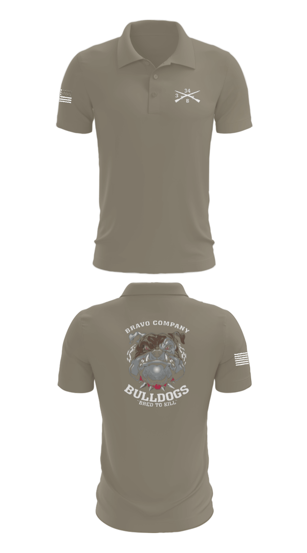 Short Sleeve Performance Polo, B/3-34 Bulldogs, Army, Teamtime, Team time, sublimation, custom sports apparel, team uniforms, spirit wear, spiritwear, sports uniforms, custom shirts, team store, custom team store, fundraiser sports, apparel fundraiser