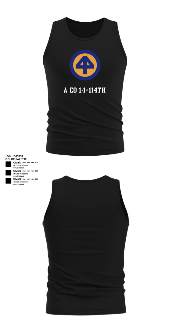 Tank Top, A Co 1/1-114th, Army, Teamtime, Team time, sublimation, custom sports apparel, team uniforms, spirit wear, spiritwear, sports uniforms, custom shirts, team store, custom team store, fundraiser sports, apparel fundraiser