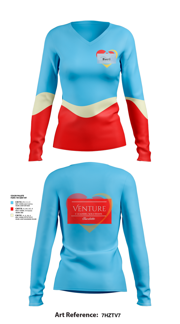 Womens Long Sleeve Vneck Shirt, Venture cleaning solutions, , Teamtime, Team time, sublimation, custom sports apparel, team uniforms, spirit wear, spiritwear, sports uniforms, custom shirts, team store, custom team store, fundraiser sports, apparel fundraiser