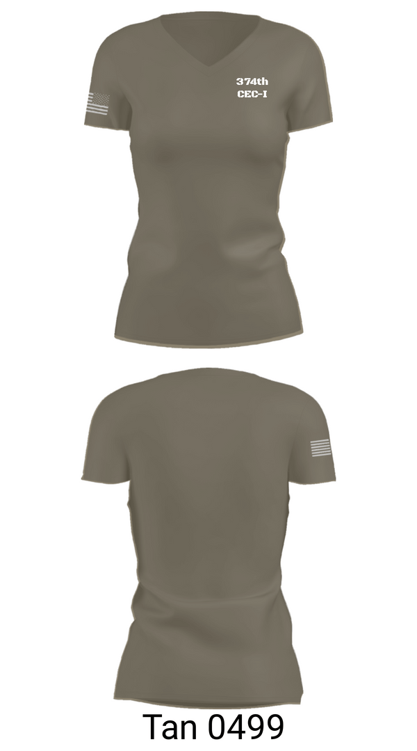 Womens Short Sleeve Vneck Shirt, 374th CEC-I, Army, Teamtime, Team time, sublimation, custom sports apparel, team uniforms, spirit wear, spiritwear, sports uniforms, custom shirts, team store, custom team store, fundraiser sports, apparel fundraiser