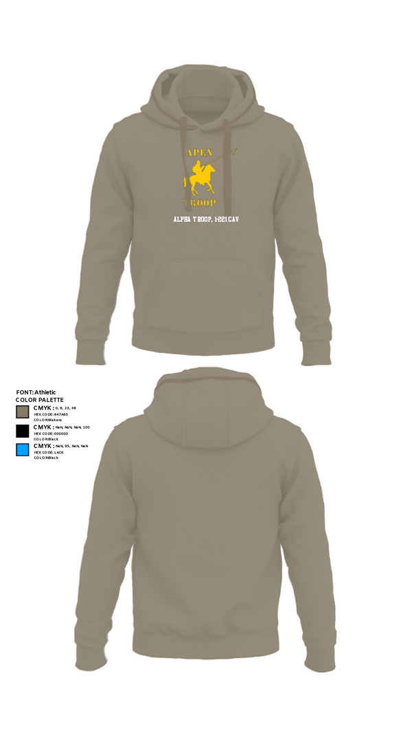 Hoodie, Alpha Troop, 1-221 CAV, National Guard, Teamtime, Team time, sublimation, custom sports apparel, team uniforms, spirit wear, spiritwear, sports uniforms, custom shirts, team store, custom team store, fundraiser sports, apparel fundraiser
