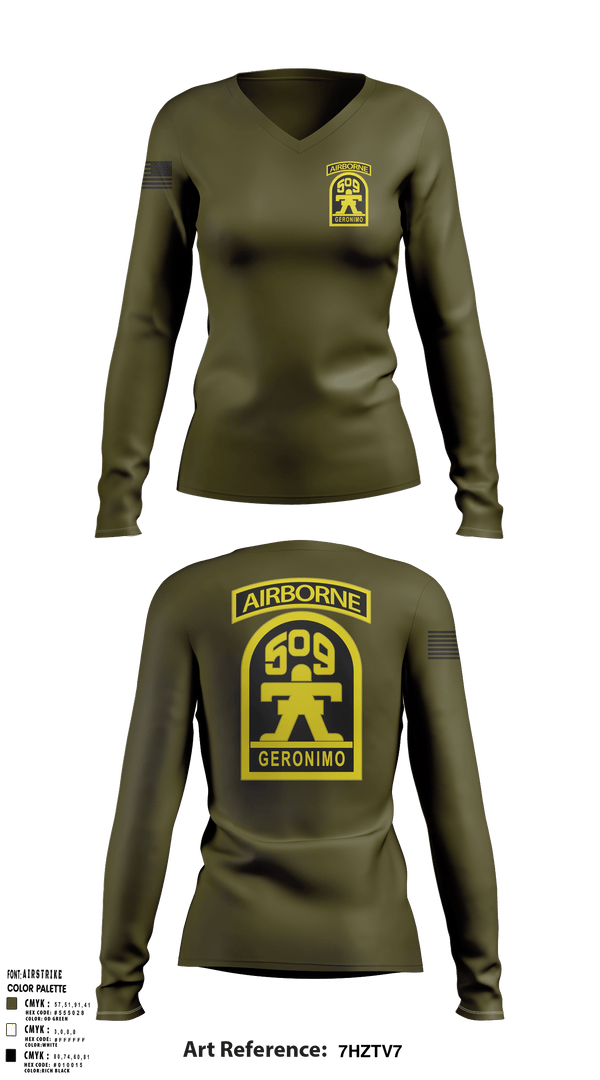 Womens Long Sleeve Vneck Shirt, Geronimo, Army, Teamtime, Team time, sublimation, custom sports apparel, team uniforms, spirit wear, spiritwear, sports uniforms, custom shirts, team store, custom team store, fundraiser sports, apparel fundraiser