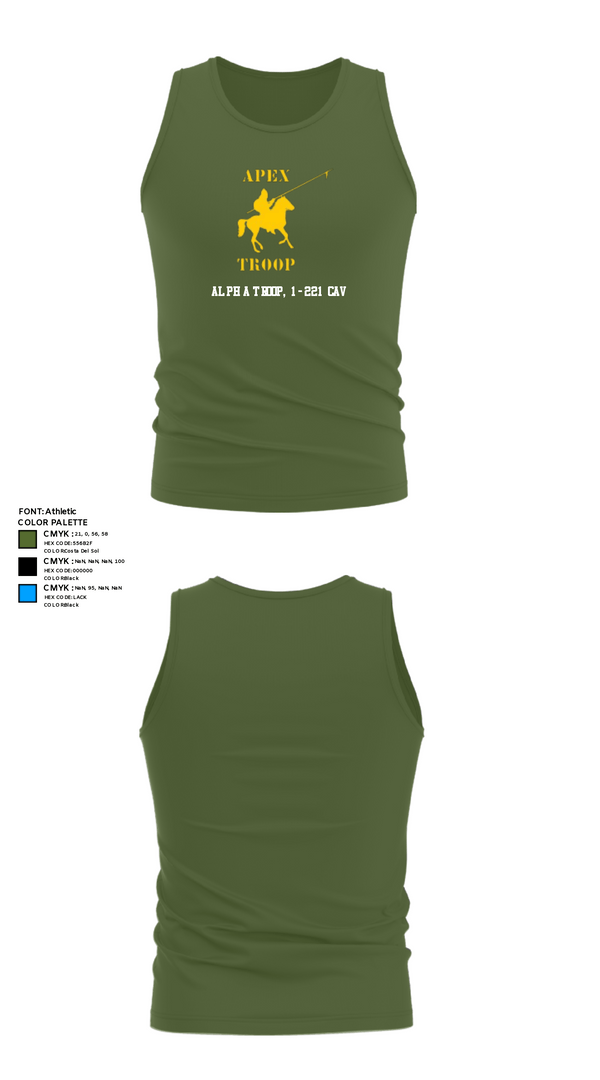 Tank Top, Alpha Troop, 1-221 CAV, National Guard, Teamtime, Team time, sublimation, custom sports apparel, team uniforms, spirit wear, spiritwear, sports uniforms, custom shirts, team store, custom team store, fundraiser sports, apparel fundraiser