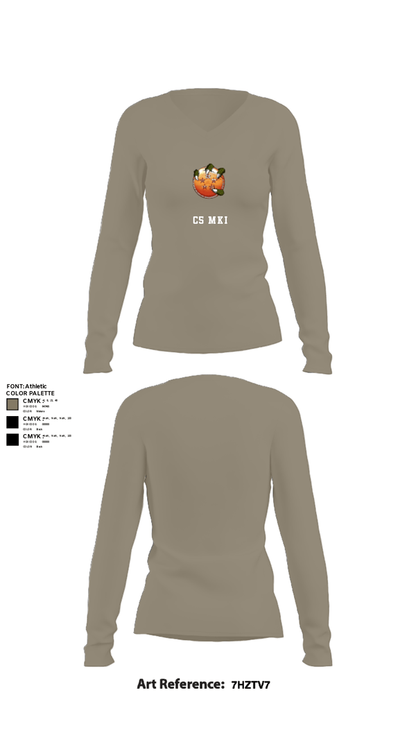 Womens Long Sleeve Vneck Shirt, USS MAKIN ISLANDC5 MKI, Navy, Teamtime, Team time, sublimation, custom sports apparel, team uniforms, spirit wear, spiritwear, sports uniforms, custom shirts, team store, custom team store, fundraiser sports, apparel fundraiser