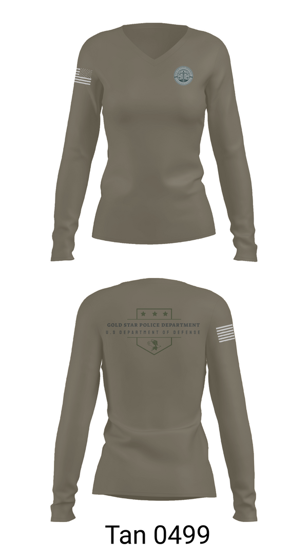 Womens Long Sleeve Vneck Shirt, GOLD STAR POLICE DEPARTMENT, , Teamtime, Team time, sublimation, custom sports apparel, team uniforms, spirit wear, spiritwear, sports uniforms, custom shirts, team store, custom team store, fundraiser sports, apparel fundraiser