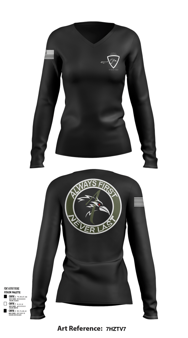 Womens Long Sleeve Vneck Shirt, 1055th Trans 1st Plt, National Guard, Teamtime, Team time, sublimation, custom sports apparel, team uniforms, spirit wear, spiritwear, sports uniforms, custom shirts, team store, custom team store, fundraiser sports, apparel fundraiser
