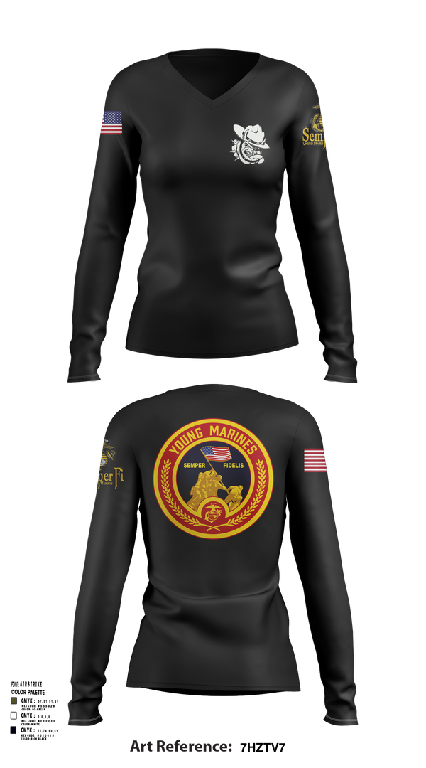 Womens Long Sleeve Vneck Shirt, Rogue Valley, Marines, Teamtime, Team time, sublimation, custom sports apparel, team uniforms, spirit wear, spiritwear, sports uniforms, custom shirts, team store, custom team store, fundraiser sports, apparel fundraiser