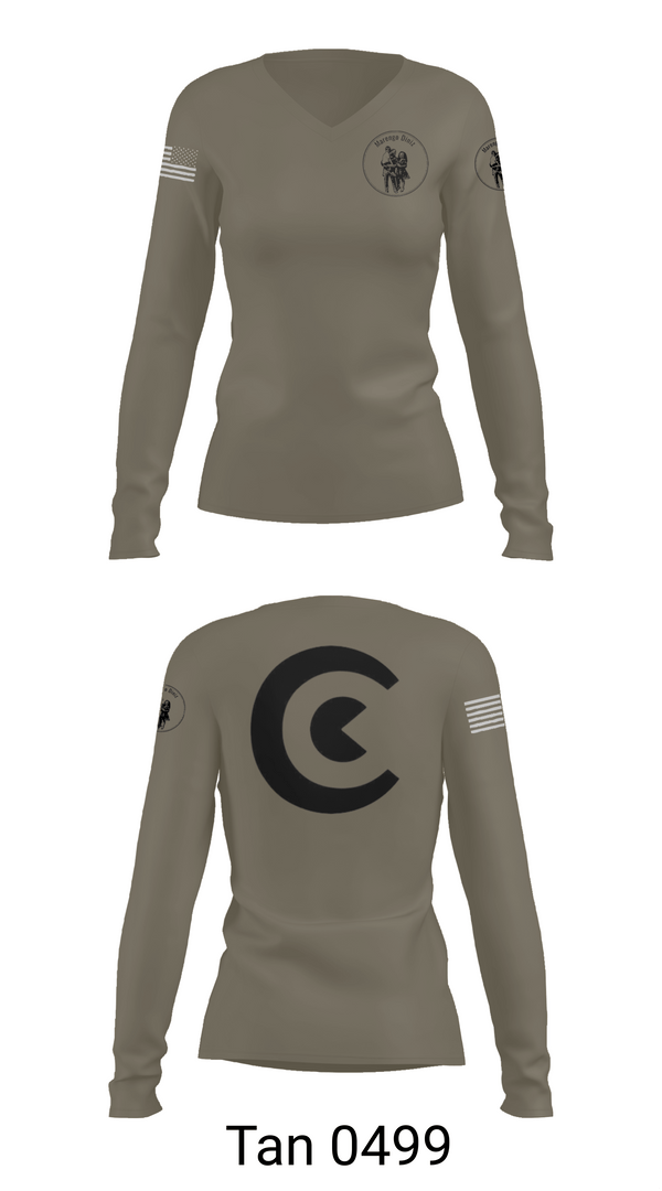 Womens Long Sleeve Vneck Shirt, Diniz, Army, Teamtime, Team time, sublimation, custom sports apparel, team uniforms, spirit wear, spiritwear, sports uniforms, custom shirts, team store, custom team store, fundraiser sports, apparel fundraiser